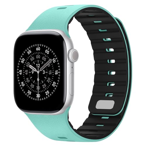 Bracelet silicone compatible Apple Watch 40mm 38mm respirant iWatch Series 11 10 9 8 magnetic clip