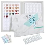 C12rtive 180 Nail Colors Book,Nail Color Display Book with 240 Nail Tips & 1-200 Number Labels,Professional Nail Color Swatches Book for Nail Polish UV Gel,Nails Art Design(Grey)