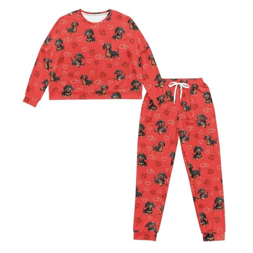 Image of Women's 2 Piece Printed Pajama Set Long Sleeve Sleepwear Set with Long Pants Casual Lounge Sets with Pocket