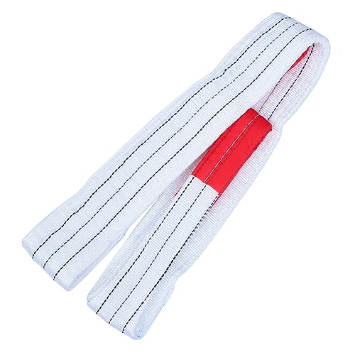 2pcs Lifting Belt Winch Web Sling Towing Strap Tow Straps Hard Hat Liner Crane Tow Rope Double Buckle Sling Lift Sling Straps Flat Eye Lift Sling Strap White Polypropylene MUCKLILY