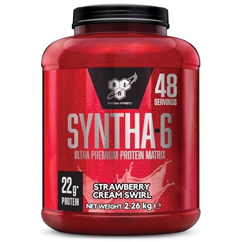 BSN Syntha 6 Ultra-Premium-Protein-Pulver für Muskelwachstum und -reparatur, zuckerarm und proteinreich, Geschmacksrichtung Strawberry Cream Swirl Flavour, 48 Portionen, 2,26 kg