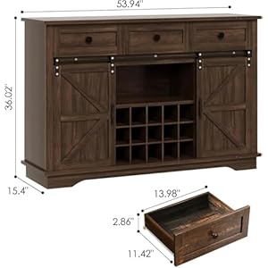 4ever2buyfarmhousecoffeebarcabinetwithstorage54barcabinetwith3drawers15winerackswinecabinetwithslidingbarndoorforlivingdiningroomkitchenbrown Urban Country Home Decor 4ever2buy farmhouse coffee bar cabinet with storage 54 bar cabinet with 3 drawers 15 wine racks wine cabinet with sliding barn door for living dining room kitchen brown urban country home decor