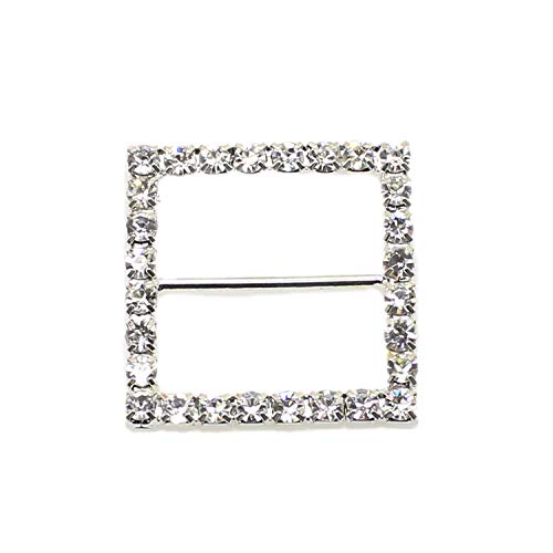 Boucle strass cristal carré 25mm métal de haute qualité