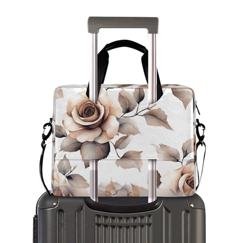 Bolso Maletín para Portátil con Estampado Flores Marrón miniatura 3