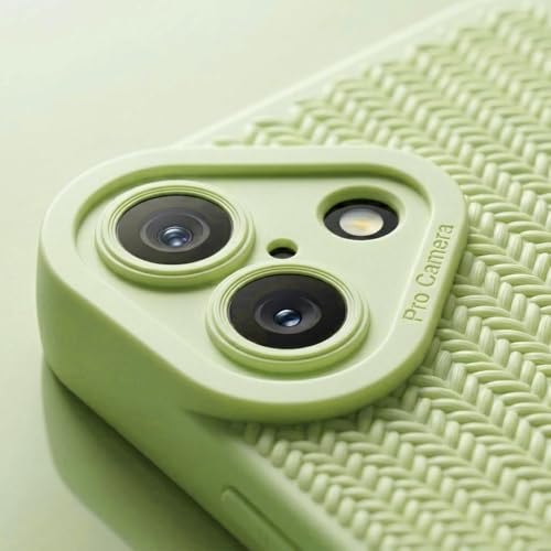 Image of amazon basics Luxury 3D Knitted Texture Soft Silicone Back Cover for iPhone 17 | Slim Fit Shockproof Case with Camera Protection & Non-Slip Grip - Green