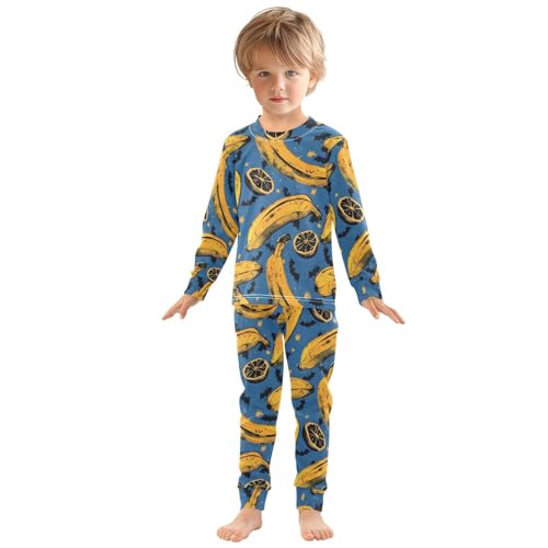 Pajama Sets Long Sleeve Banana Lemon Bat Star Pattern Soft Comfy Sleepwear 2 Piece PJS 3-8T2