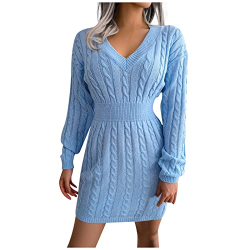 Damen Strickkleid Rollkragen Elegant Einfarbig Langarm Pulloverkleid Minikleid Warme Strickpullover Winter Pullikleid Freizeitkleid Sweater Jumper