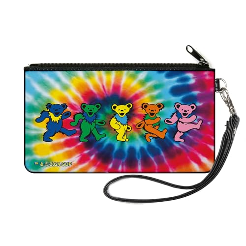 Buckle-Down Grateful Dead Wallet, Zip Pouch, Grateful Dead Dancing Bears Swirl Multi Color, Canvas