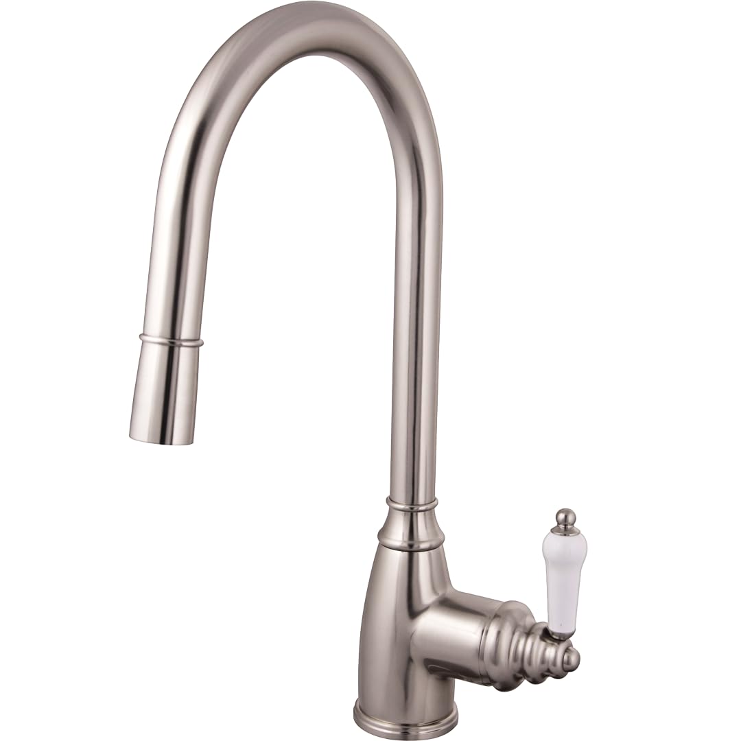 Essebagno Grifo de cocina Ascott con ducha de mano en acero cepillado