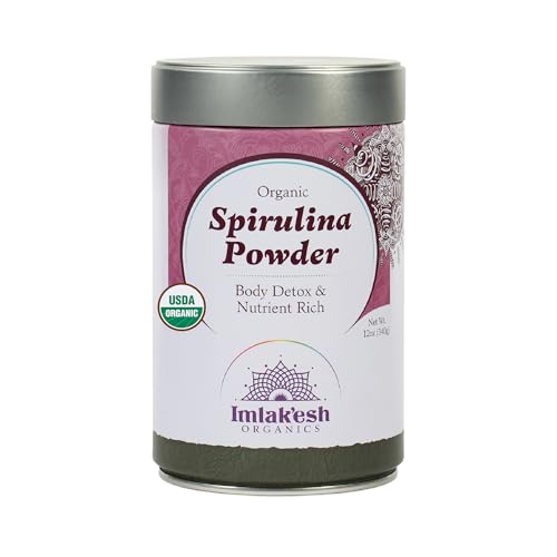 Imlakesh Organics Spirulina, Powder (12oz Metal Jar)