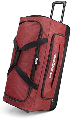 Pacific Gear Rolling Duffel Wheels, 30-Inch Luggage, Hockey Bag, Heavy Duty, Red