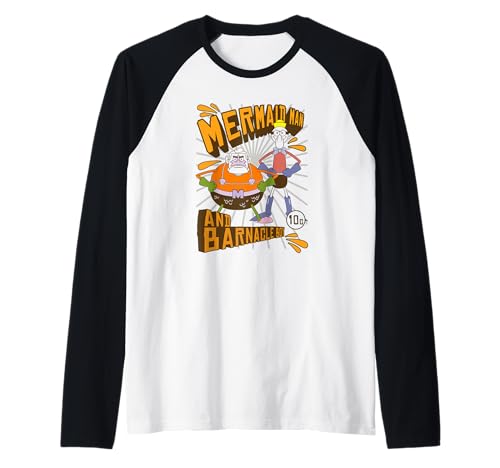 SpongeBob SquarePants Mermaid Man And Barnacle Boy Camiseta Manga Raglan