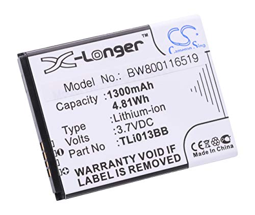 vhbw Batería Compatible con Alcatel One Touch Pixi 3 4.0, Pixi 3 4.0 3G móvil, Smartphone (1300 mAh, 3,7 V, Li-Ion)