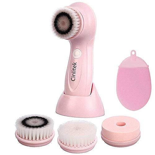 Face Cleansing Brush, 3 in 1 Electric Rotating Facial Cleansing Brush USB Rechargeable Sonic Facial Brush Skin Cleansing for Exfoliation and Deep Scrubbing, Silicone Body Shower Bath Brush - 2 Pack