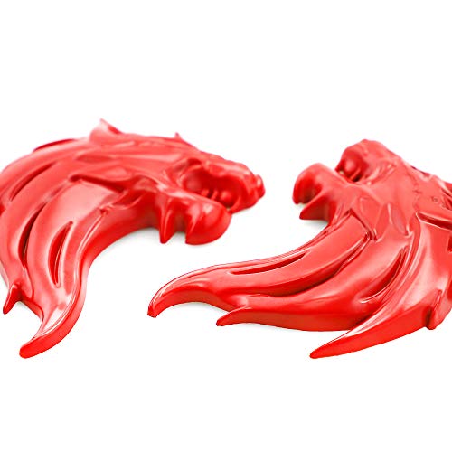 UpAuto 2 peças Cool Wolf Head Car Side/Traseira/Frontal Emblema Emblema 3D autoadesivo placa de iden