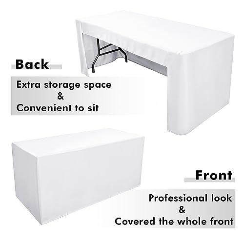 Nasitos 2 Pack White Fitted Table Cloth for 4 Feet Tables-Open Back Folding Christmas Table Cover Washable Table Cloth for Rectangular Table, Parties, Wedding, Banquet, Jewelry Shows, Craft Fair by Nasitos - Used condition - Image 5