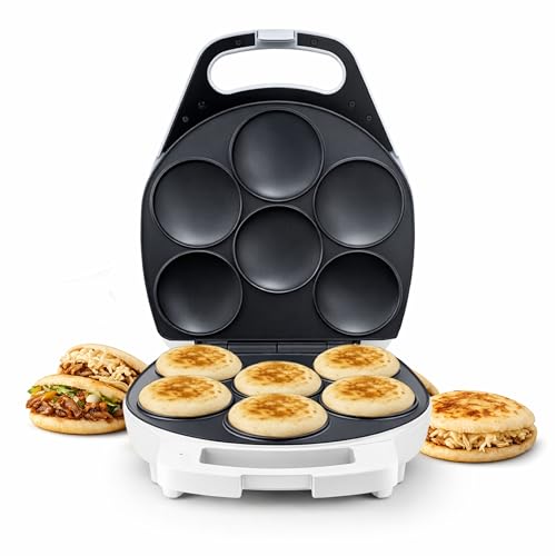 Tostiarepa Eléctrica de 6 Cavidades | Tostadora para Arepas Venezolanas | Molde Antiadherente para Arepas Caseras de Maíz | laborawi