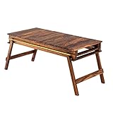 WXBDD Outdoor Camping Solid Wood Sliding Combination Table Folding Portable Outdoor Picnic Travel Ba
