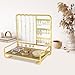 KOOAAICCHI Jewelry Organizer Stand Metal Jewelry Rack with Acrylic Tray Necklace Storage Holder Fashionable Display Stand for Rings, Earrings & Bracelets (Gold)