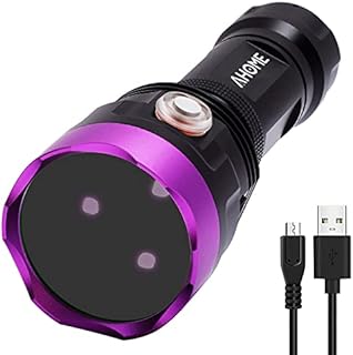 AHOME V30S UV 365nm Blacklight Torch [USB Rechargeable] Black Light Lamp, ZWB2 Filter, Triple High Power Ultraviolet LEDs, [5000mAh Battery] and Charging Cable for Professional/Commercial Use
