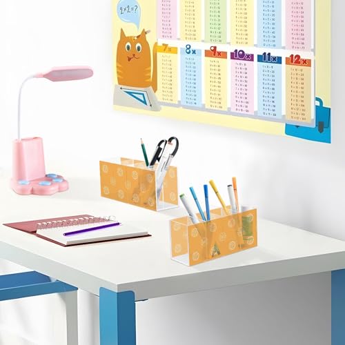 Porte-crayons rectangulaire transparent avec compartiments de rangement - 7