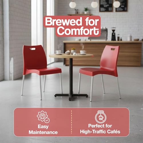 Image of IAFA FURNITURE Munch Plastic Chair| Living Room, Bed Room, Kitchen, Office Room, Outdoor| (Red, Set of 2) (Red, Set of 2)