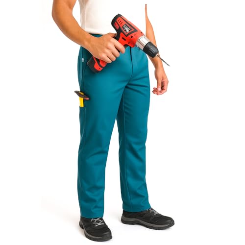 GiDaCom Pantalon cargo de travail pour homme, 100 % coton, fabriqué en Italie, modèle classique à 3 et 1 poches, vert, confort et liberté de mouvement,...