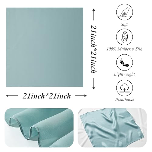 21"x21" Solid Color Mulberry Silk Scarf Silk Hair Wrap Head Scarf Lightweight Square Neckerchief4