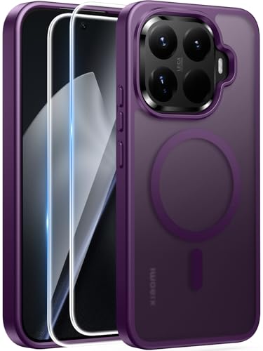 Opkiegrn Magnetisch Hülle Kompatibel mit Xiaomi 15T Pro Kompatibel mit MagSafe Transluzente Rückseite Handyhülle Stoßfest Kratzfest Rückseite Schutzhülle Case Dunkelviolett
