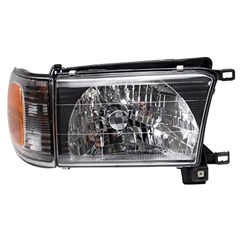 Image of TRQ Performance Driver and Passenger Side Headlight Assembly Set Black Housing Compatible with 99-02 Toyota 4Runner