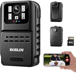 BOBLOV Wifi Body Camera, 880W 1080P 64GB Body Camera with Audio and Night Vision, Small Body Worn Camera with Pocket Clip,Bike/Motorcycle Bracket for Security Guard, Home, Office, Car, Bike, Hiking