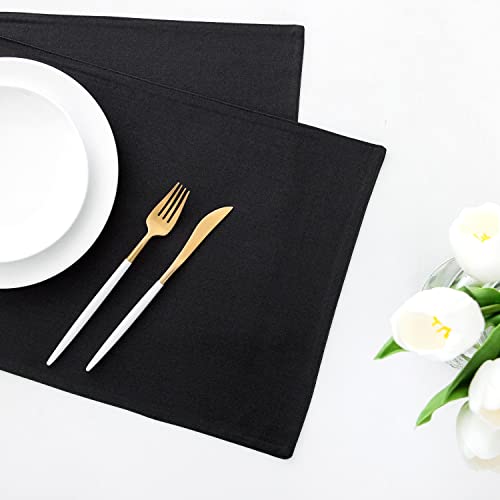 AOKSUNOVA Tischsets Stoff Platzdeckchen Leinen Platzset Schwarz – Ansicht 4
