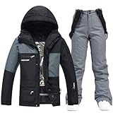 [Respirant] Cet ensemble 2 pièces de combinaison de ski à capuche coupe-vent et résistant à l'usure pour hommes, tissu technique respirant de l'intérieur vers l'extérieur et conception de fermeture à glissière en maille respirante sous les bras, cette combinaison pour hommes, confortable et respirante, transpiration rapide, vous permettant de profiter des activités de ski en plein air