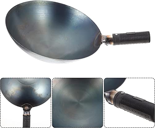 Wok de hierro tradicional con mango de madera 46x32x9cm miniatura 7
