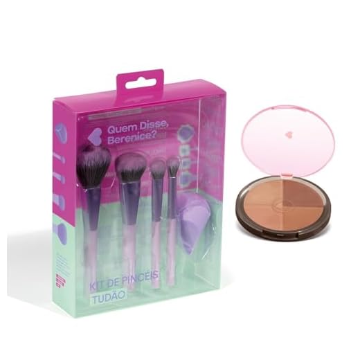 Combo Pó Compacto Facial Multiefeitos Bronze 18g + Kit de Pinceis Tudão