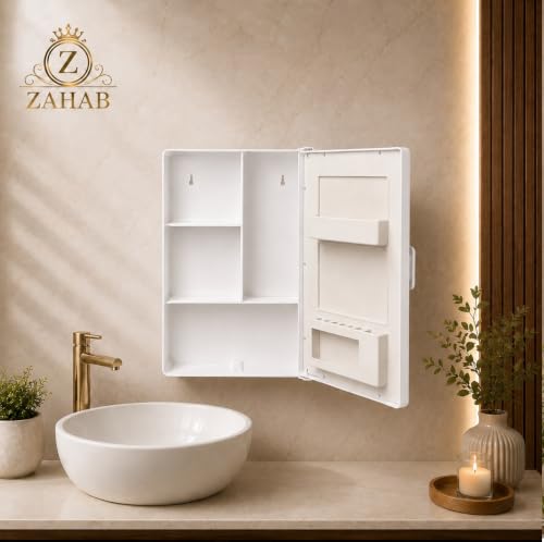 zahab Bathroom Cabinet with Mirror White - Image 5