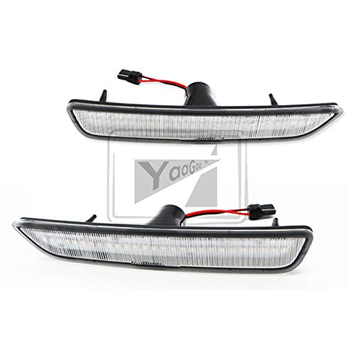 YaaGoo For Mustang 2010-2014 Clear Lens Amber LED Side Marker Light Lamps WHITE