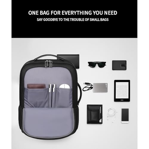 Image of KARRIER Expandable Laptop Backpack | Padded Laptop Compartment, Spacious Multi-Compartment Storage, Stylish Multifunctional Unisex Bag for Office, College, Travel & Everyday Use