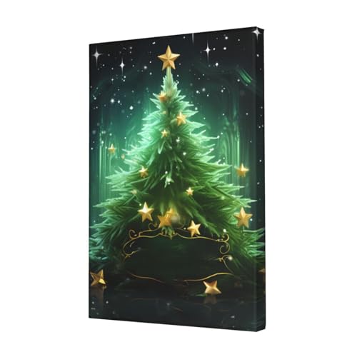 Toile arbre de Noël vert - Poster mural suspendu salon et chambre 30 cm