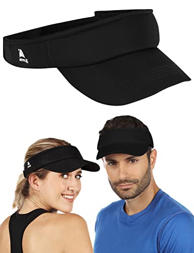 Athle Sport Sun Visors For Women And Men - No Headache Design Sun Visor Hat With Built-In Sweatband And Non-Slip Grip - Unisex Design - One Size Fits All - Black #TOP6