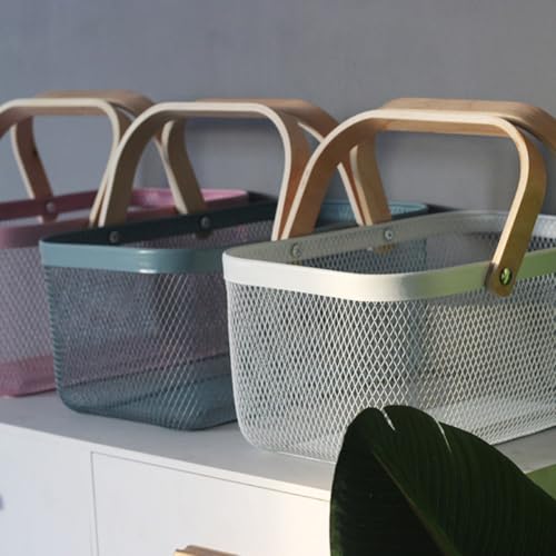 Panier de rangement en fer bleu pour organiser la chambre avec style