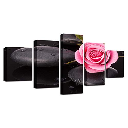 Impression sur toile roses et pierres deco romantique pour une atmosphere douce a la maison