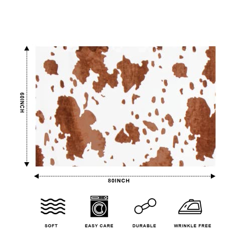 Brown Cow Print Throw Blanket Flannel Fleece Throw Blankets Twin Size 60*80In Dog Blanket With Cow Print Soft Fluffy Warm Home Decor And Furniture Protector Throw Blankets For Couch Bed Adult Baby Pet #TOP2