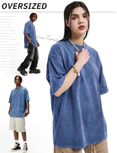 Image of Arssm Men Oversized T Shirts Vintage Tee Loose Fit Short Sleeve Casual Streetwear Baggy Washed Unisex Tops