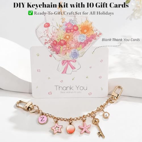 Image of Kupor 460Pcs DIY Keychain Making kit, 7 Themes DIY Bag Charm kit, 78 Letter Sets, Premium Jewelry Making Supplies with Greeting Card, Storage Box, Beginner Friendly for Keychains, Lip Gloss Keychain