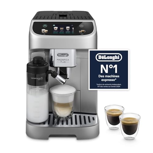 De’Longhi Magnifica Plus - Perfetto Machine à Café Automatique avec LatteCrema Mousseur à Lait Automatique, 18 Boissons en une Seule Touche, Écran Touch...