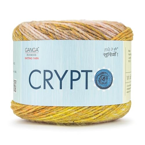 Image of Ganga Acrowools Crypto Acrylic Hand Knitting Fancy Yarn, A Pack of 2 Balls- 100G Each Shade No-FXT6848 Spring Valley