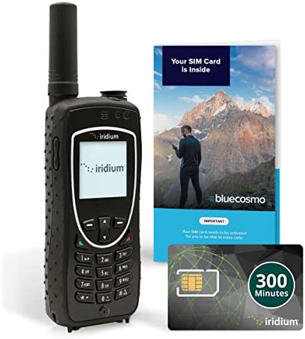 BlueCosmo Iridium Extreme Satellite Phone & 300 Minute 1 Year Global Prepaid SIM Card - Voice, SMS Text Messaging, GPS Tracking, Emergency SOS - Online Activation - 24/7