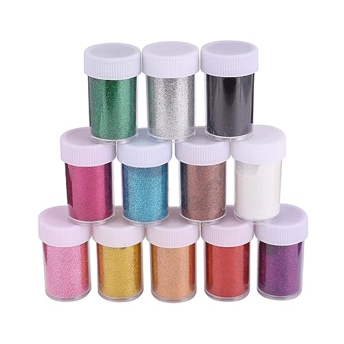12Pcs Glitter Bottle Glitter Sequinas Pearlins Rhinestons Glitter Cosmético Para La Cara Sala De Ojos Moldes Glitter Powders Pigmento De Uñas Polvo De Uñas Abs LALAFINA