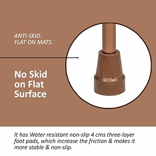 Image of Dr. Care Imported Height Adjustable Walking Stick with 10 Adjustable Height Level (Brown)